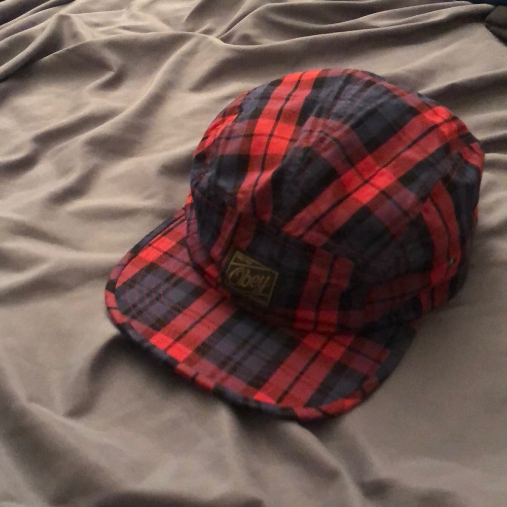 Obey plaid 5 panel hat